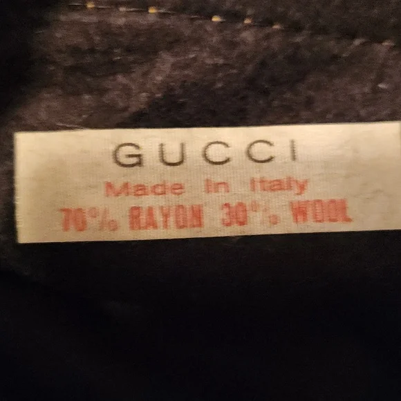 Gucci Vintage Small Black and Brown Wool And Faux Leather Tote/dust Bag - Picture 3 of 9